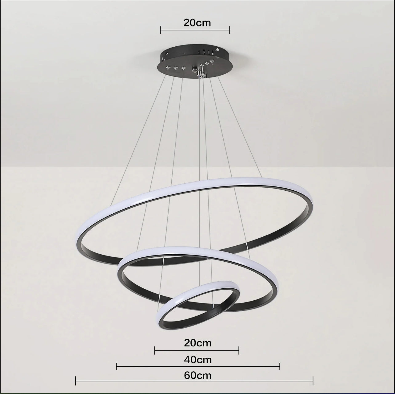 Lampa Led 3-pierścieniowa, nowoczesna okrągła, 3 barwy światła.