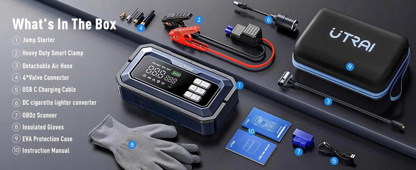 Utrai Js-30 Mega mocne urządzenie rozruchowe 5w1 kompresor, Złącze OBD !