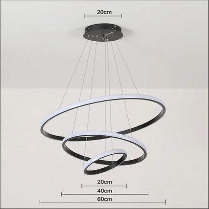 Lampa Led 3-pierścieniowa, nowoczesna okrągła, 3 barwy światła.