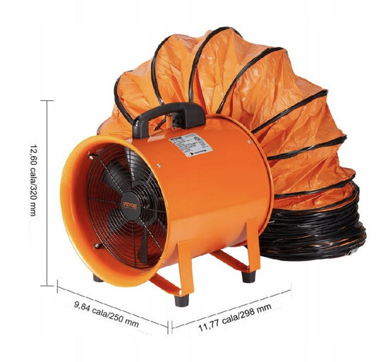 Przenośny Przemysłowy Wentylator Wyciągowy 203 mm Wąż 10 m VEVOR
