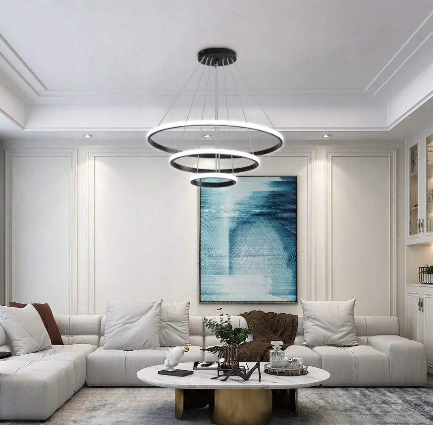 Lampa Led 3-pierścieniowa, nowoczesna okrągła, 3 barwy światła.