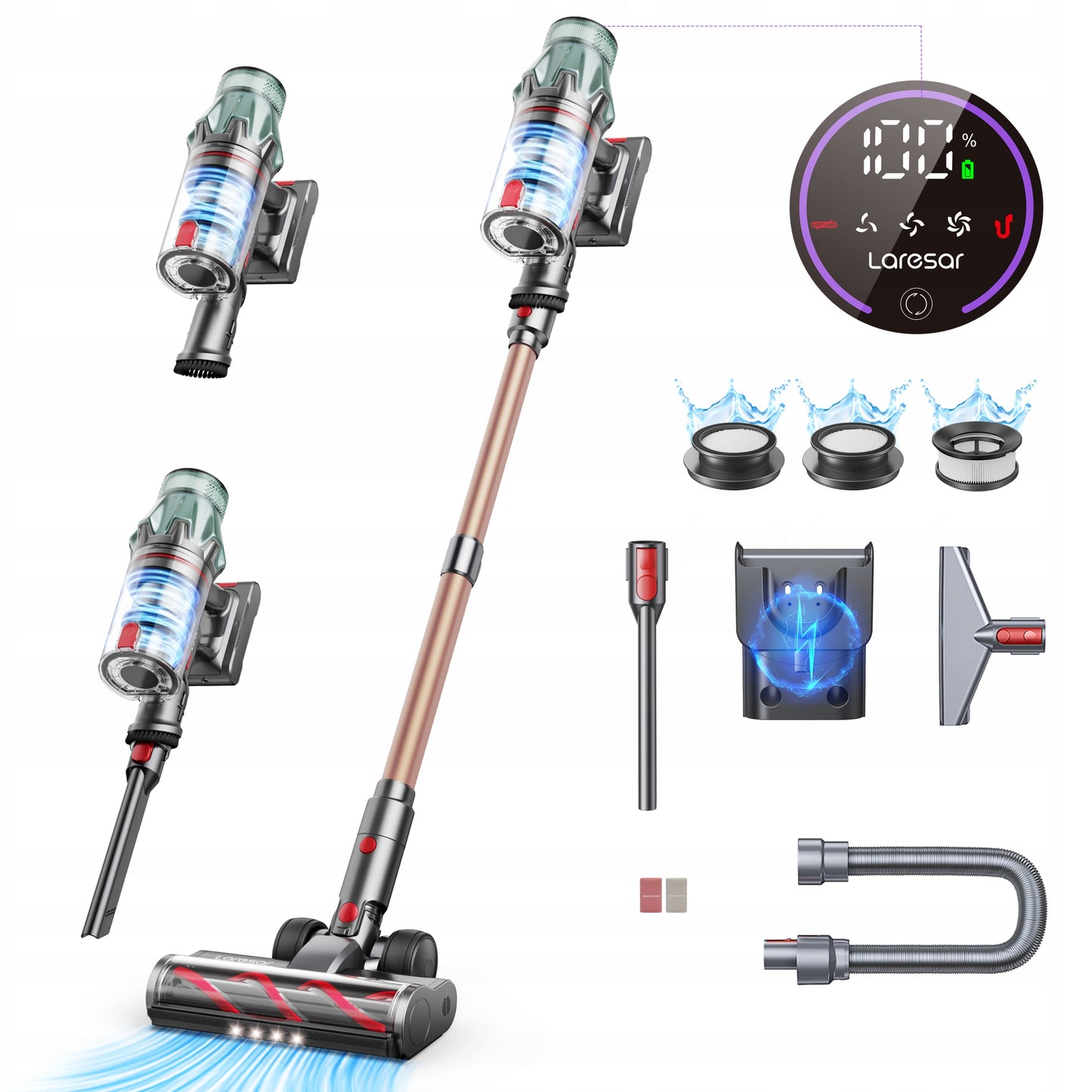 Odkurzacz pionowy Laresar V7 PRO 600W żółty/złoty