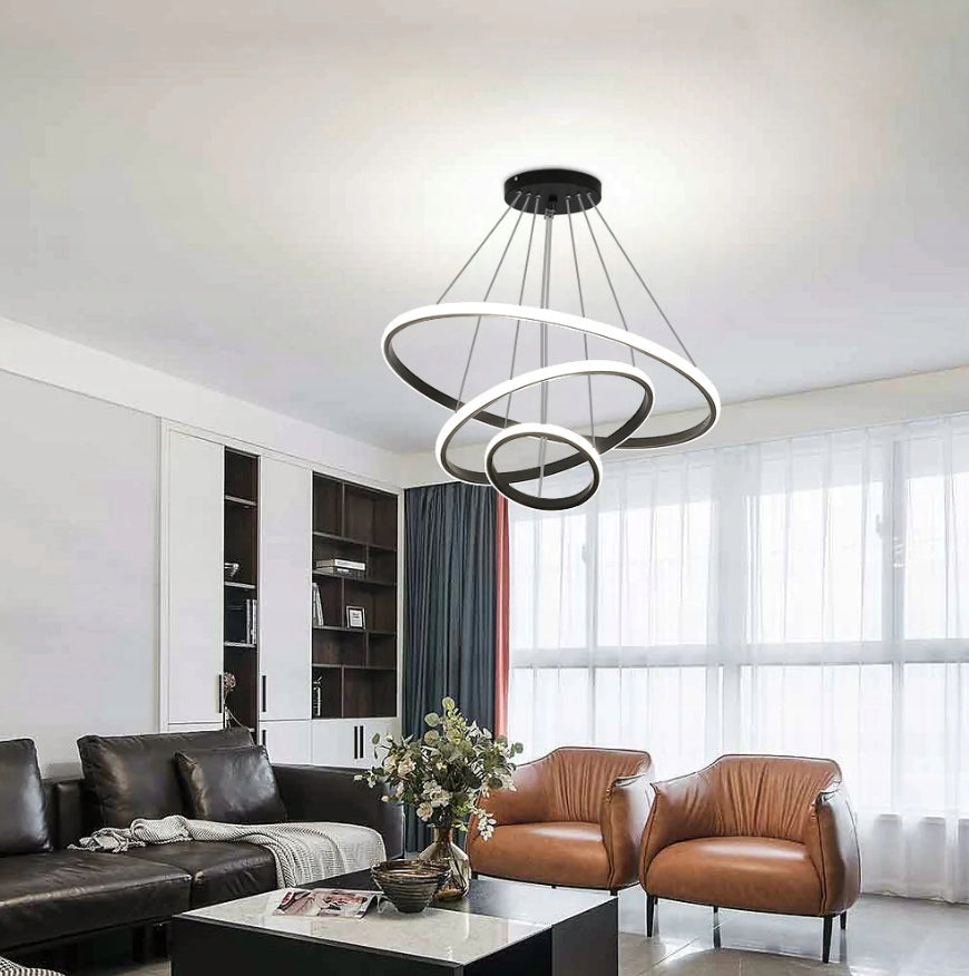 Lampa Led 3-pierścieniowa, nowoczesna okrągła, 3 barwy światła.