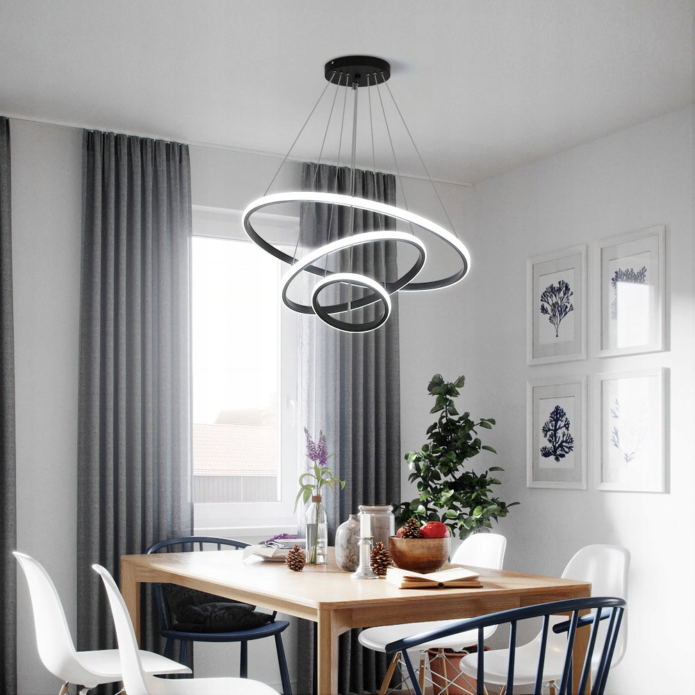 Lampa Led 3-pierścieniowa, nowoczesna okrągła, 3 barwy światła.