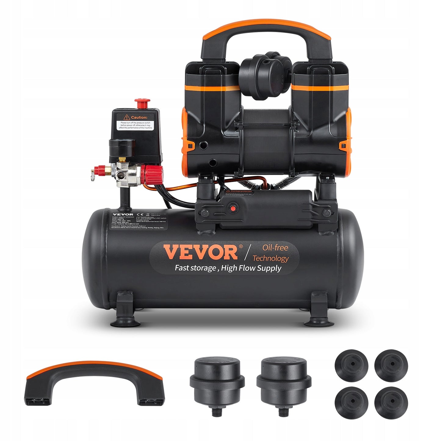 Kompresor bezolejowy Vevor 8L 8 l 6,2 bar 900W