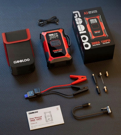 GOOLOO 3000A Powerbank z Kompresorem 150PSI dla 12V Pojazdów