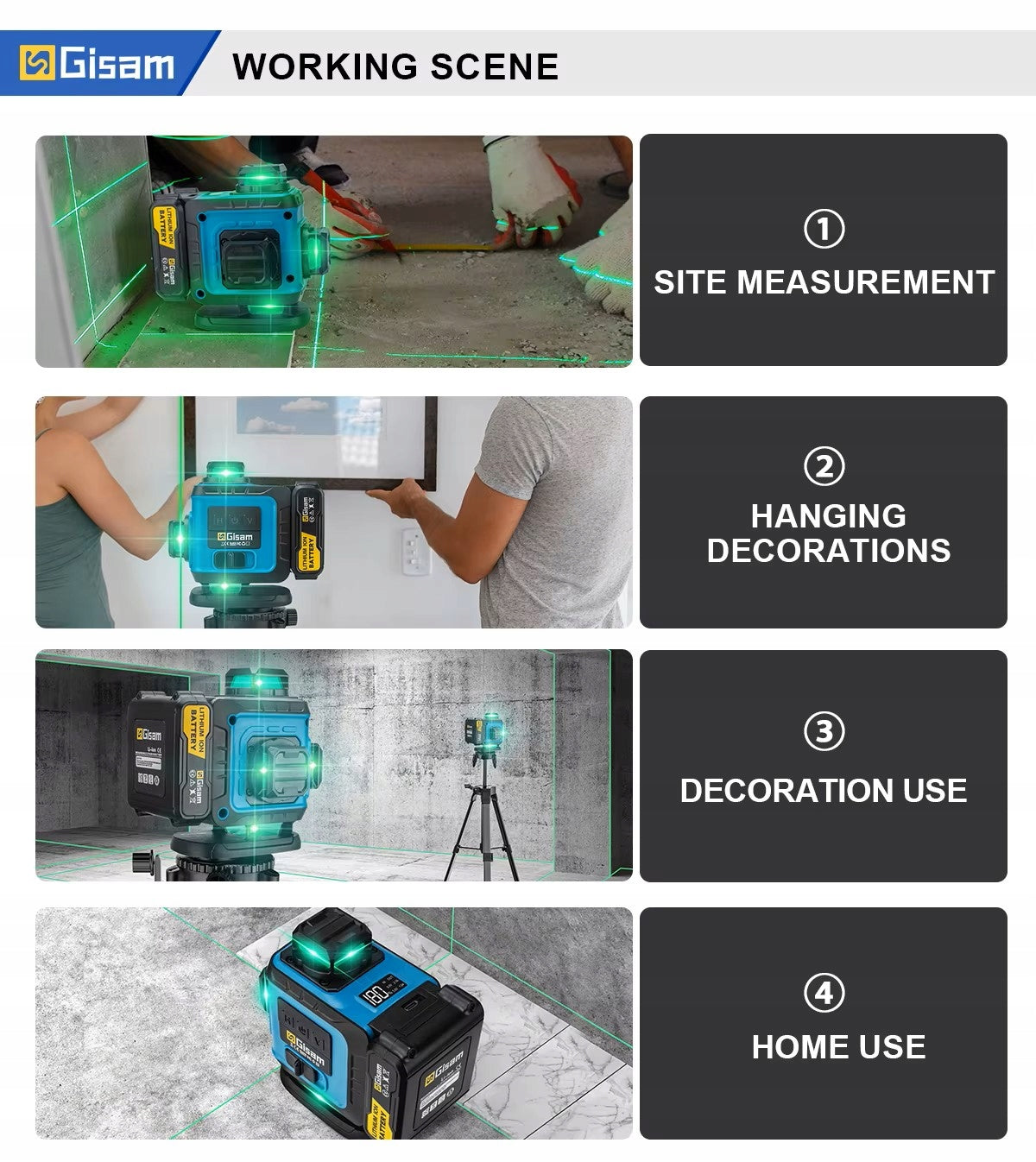 Laser krzyżowy Gisam Walizka Statyw