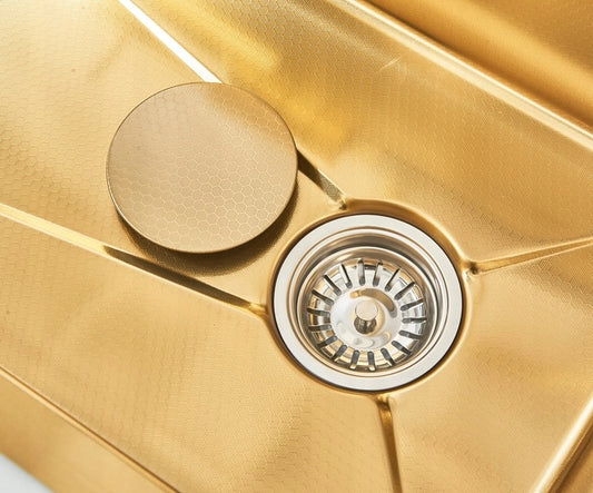ZŁOTY GOLD ZLEWOZMYWAK STALOWY WODOSPAD + BATERIA KUCHENNA WIELOFUNKCYJNA